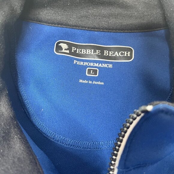 Pebble Beach Performance Sweatshirt Jacket Adults‎ Mens Blue Zip Up Ribbed Cuffs - Picture 4 of 6